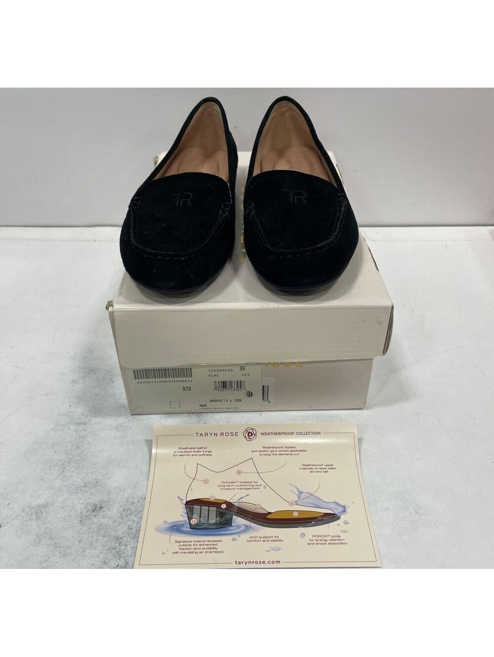 Taryn Rose Womens Shoes Karen Black Suede Slip-on Size 7.5 in Box